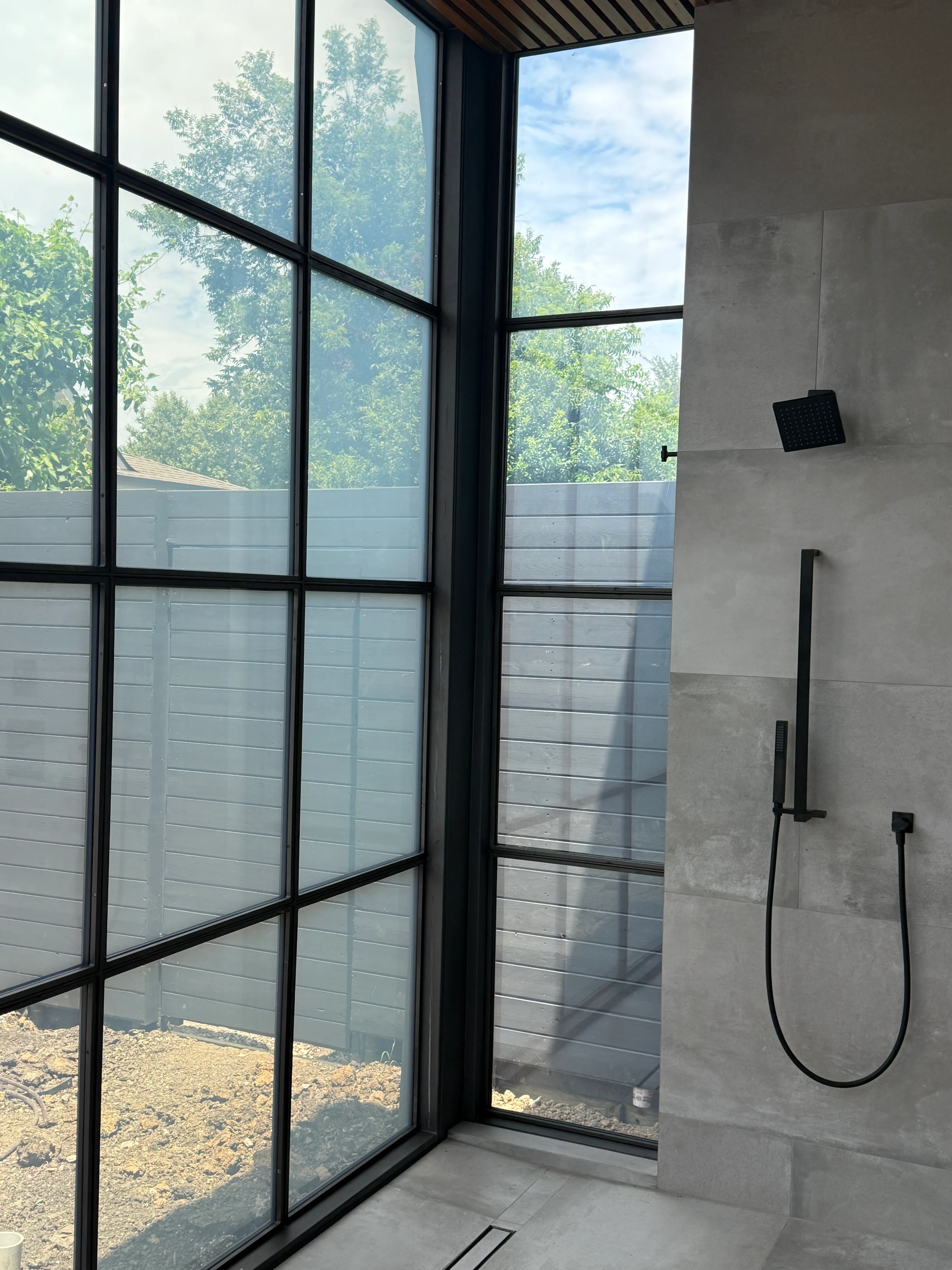 Revive corner shower glass in its clear state