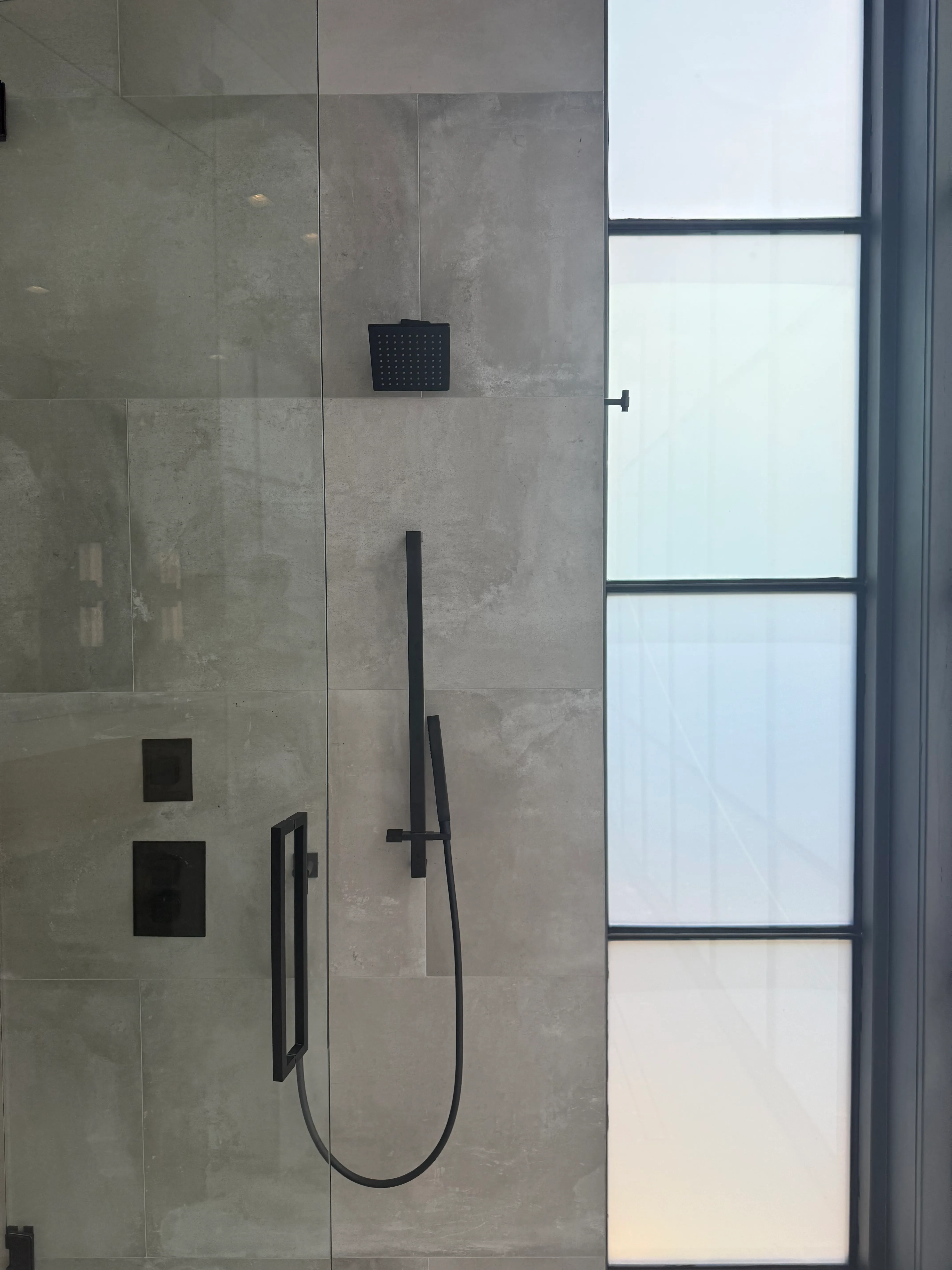 The same shower glass switched to frosted for privacy